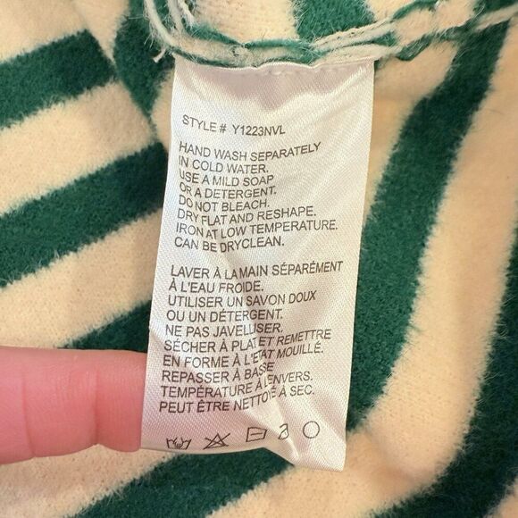 ANTHROPOLOGIE NVLT Size Medium Striped Sweater Lady Jacket Cardigan Green Ivory - Picture 11 of 12